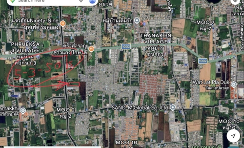 ขายที่ดินติดถนนเลียบคลองโต๊ะใหม่ ห่างถนนวัดลาดปลาดุก 450 เมตร  นนทบุรี